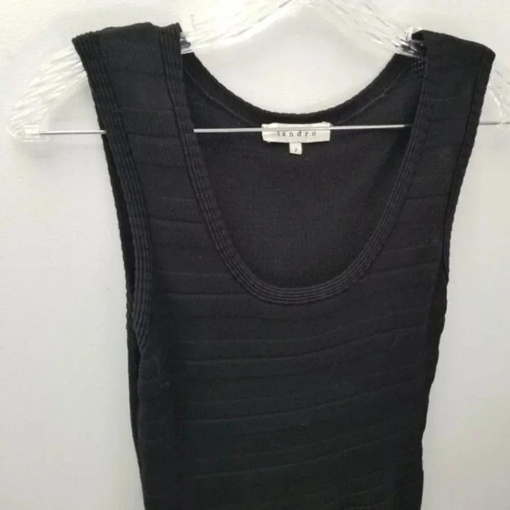 Sandro Paris Cotton Black Knit Mini Dress 4 - Picture 4 of 11